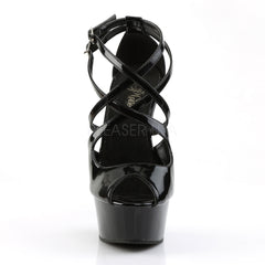 PLEASER DELIGHT-612 Black Ankle Strap Sandals