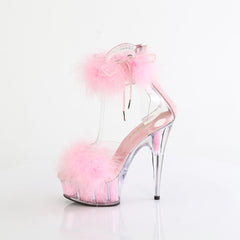 6 Inch Heel DELIGHT-624F Clear Baby Pink Fur