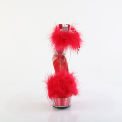 6 Inch Heel DELIGHT-624F Clear Red Fur