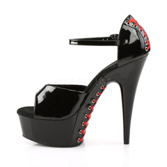 PLEASER DELIGHT-660FH Black Pat (Red Lace) Platform Sandals