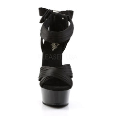 PLEASER DELIGHT-668 Black Satin-Black Sandals
