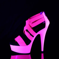 6 Inch Heel DELIGHT-669UV Neon Hot Pink Elastic Band