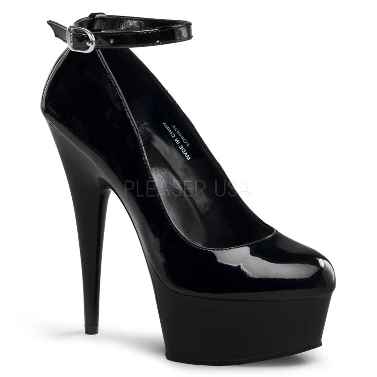 PLEASER DELIGHT-686 Black Pat Stiletto Pumps - Shoecup.com