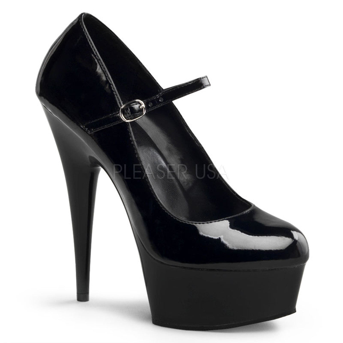 PLEASER DELIGHT-687 Black Pat Mary Jane Pumps - Shoecup.com