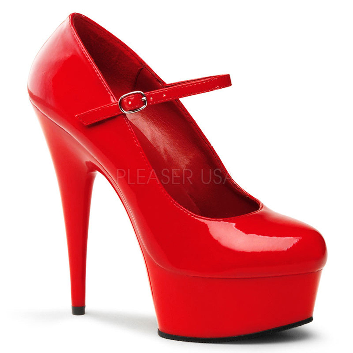 PLEASER DELIGHT-687 Red-Red Mary Jane Pumps - Shoecup.com