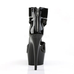 Pleaser DELIGHT-690 Black Patent-Nubuck Peep Toe T-Strap Sandals