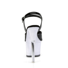 7 Inch Heel DISCOLITE-709 Black Pat White Glow