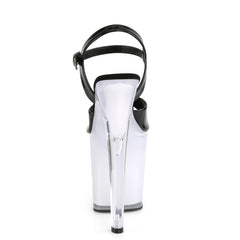8 Inch Heel DISCOLITE-809 Black Pat White Glow