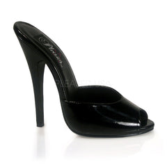 Devious,DEVIOUS DOMINA-101 Black Pat Peep Toe Mule - Shoecup.com