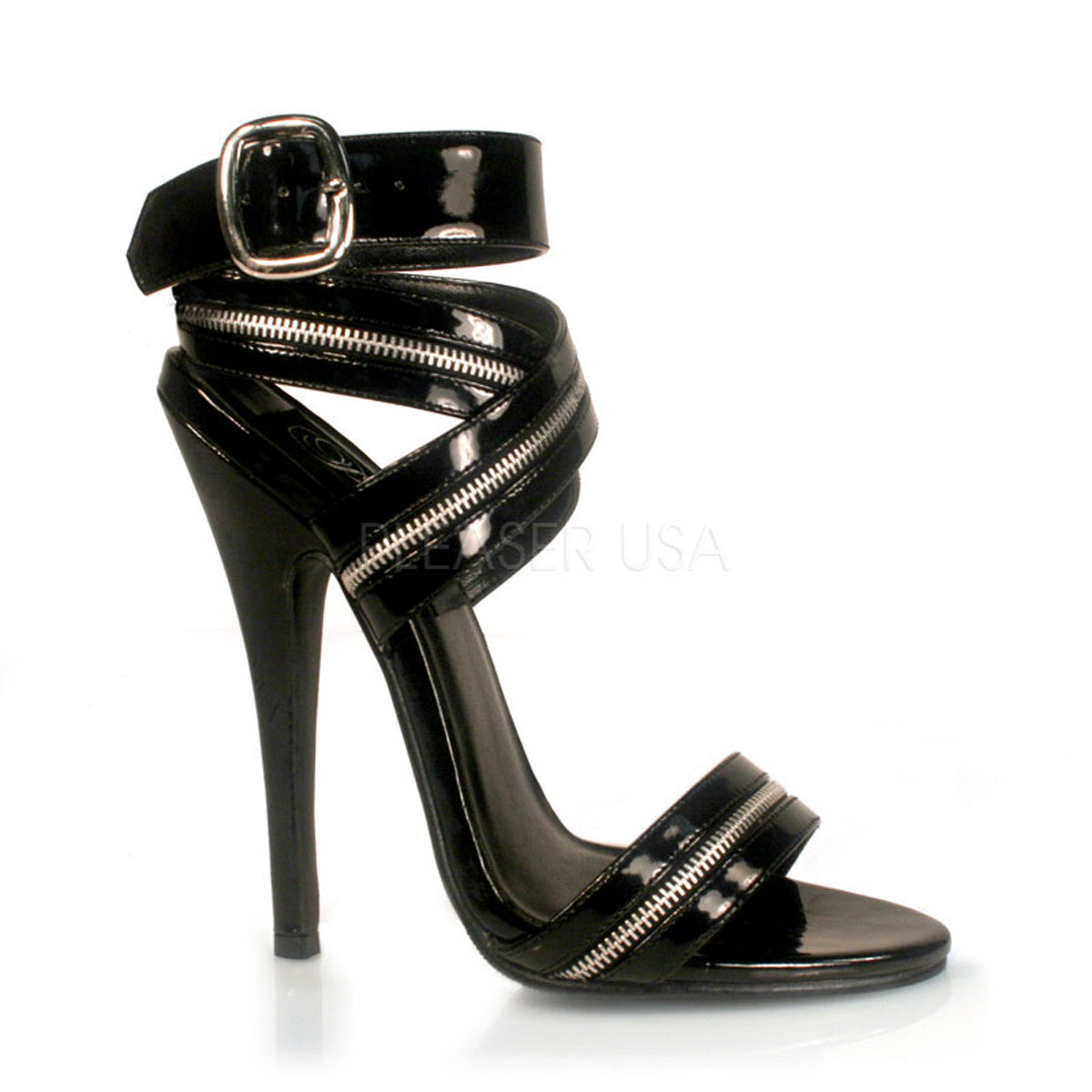 Devious,DEVIOUS DOMINA-119 Black Pat Sandals - Shoecup.com