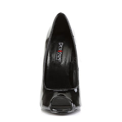 DEVIOUS DOMINA-212 Black Pat Peep Toe Pumps