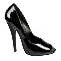 DEVIOUS DOMINA-212 Black Pat Peep Toe Pumps - Shoecup.com
