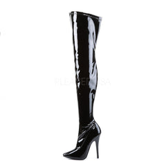 DEVIOUS DOMINA-3000 Black Stretch Pat Thigh High Boots