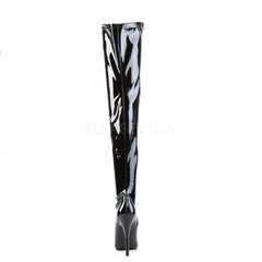 DEVIOUS DOMINA-3000 Black Stretch Pat Thigh High Boots