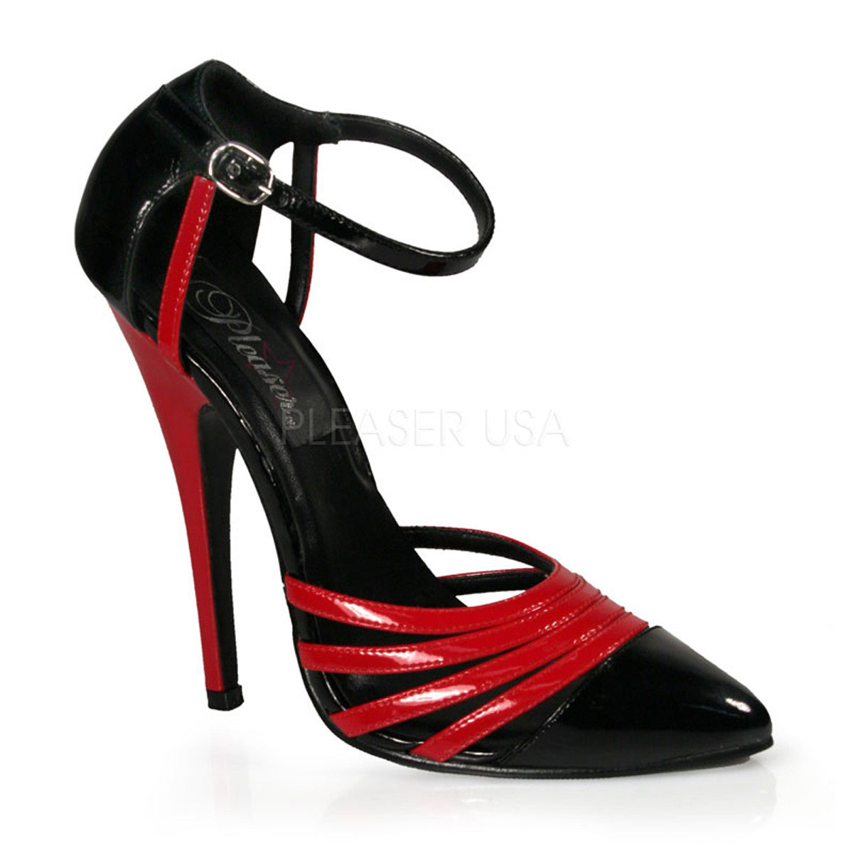 Devious,DEVIOUS DOMINA-412 Black Red Pat D'Orsay Pumps - Shoecup.com