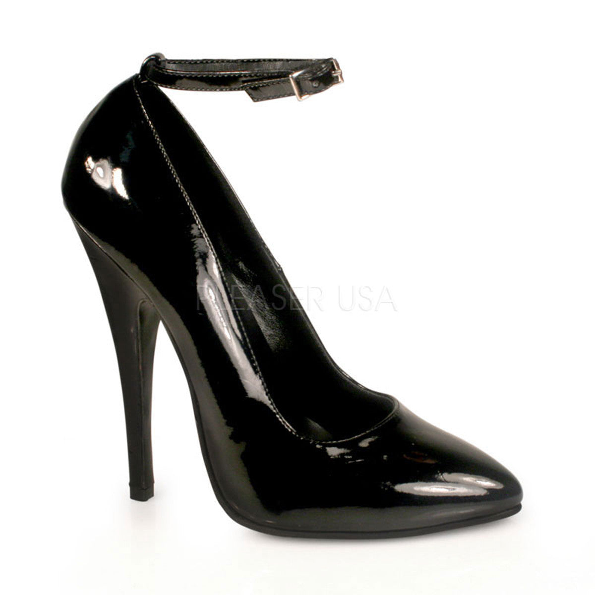 Devious,DEVIOUS DOMINA-431 Black Pat Ankle Strap Pumps - Shoecup.com