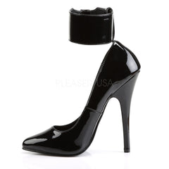 DEVIOUS DOMINA-434 Black Pat Ankle Strap Pumps