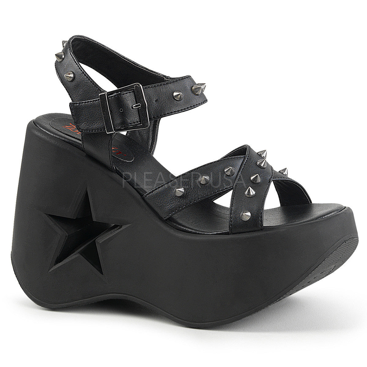 Demonia DYNAMITE-02 BLACK PLATFORM WEDGE WITH SPIKE