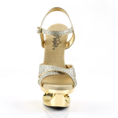 PLEASER ECLIPSE-619G Gold Multi Glitter-Gold Chrome Ankle Strap Sandals - Shoecup.com - 2