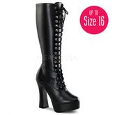PLEASER ELECTRA-2020 Black Pu Knee High Boots - Shoecup.com
