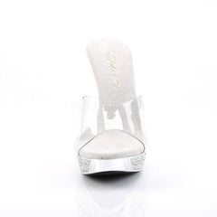4 Inch Heel ELEGANT-401 Clear-Silver Chrome