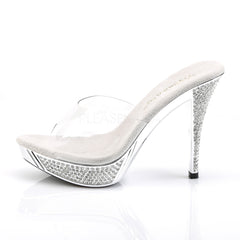 4 Inch Heel ELEGANT-401 Clear-Silver Chrome