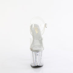 8 Inch Heel ENCHANT-708AQUA-04 Clear Silver Glitter