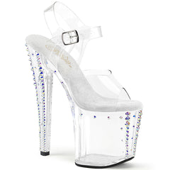 8 Inch Heel ENCHANT-708RS-02 Clear Rhinestone