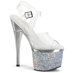7" Heel ESTEEM-708CHLG Clear Silver Glitter