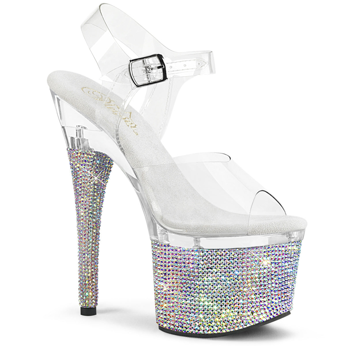 7" Heel ESTEEM-708DM Clear Rhinestones