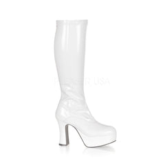 FUNTASMA EXOTICA-2000 White Stretch Pat Gogo Boots - Shoecup.com