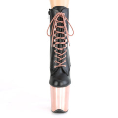 8 Inch Heel FLAMINGO-1020 Black Pu Rose Gold