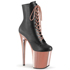 8" Heel FLAMINGO-1020 Black Pu Rose Gold