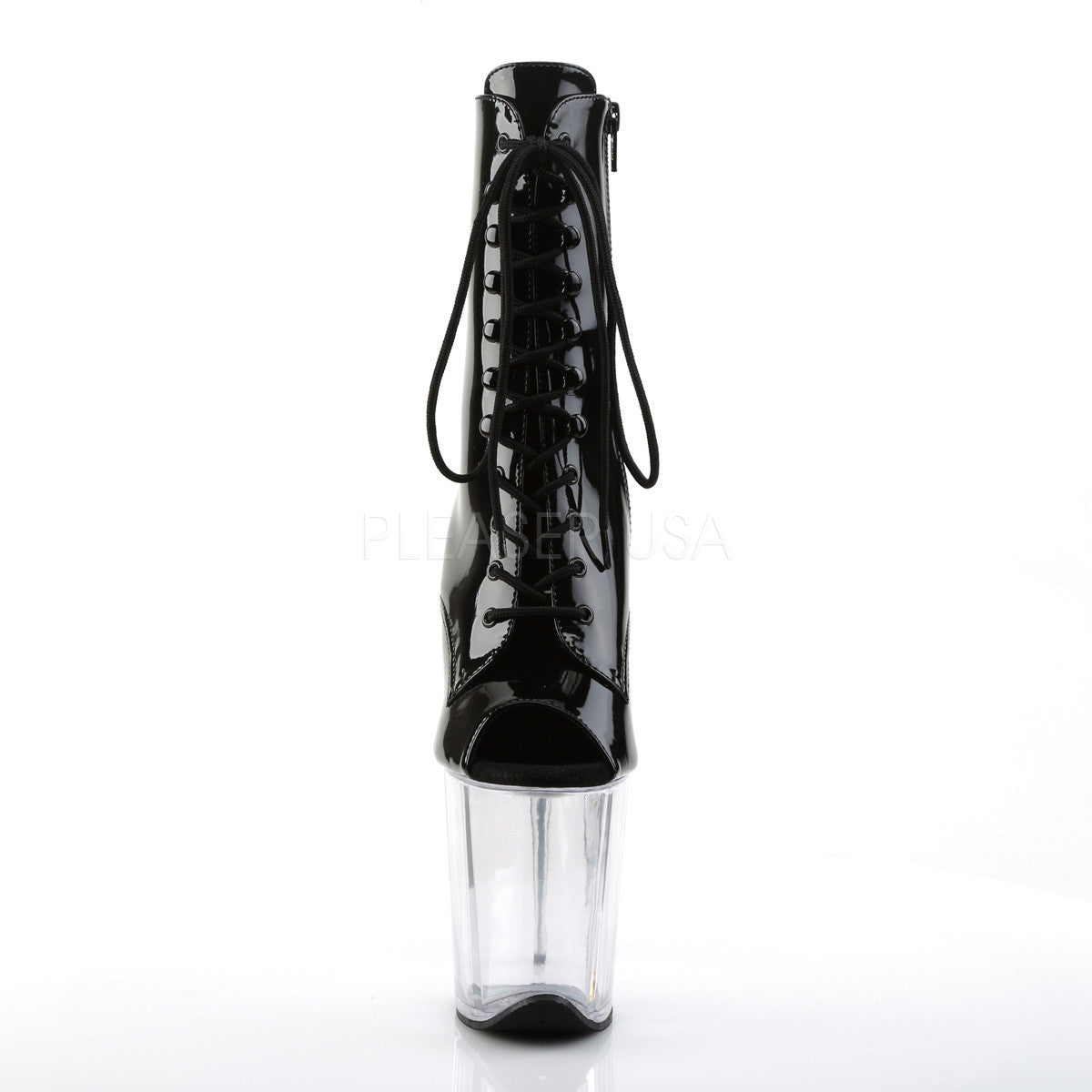 Pleaser FLAMINGO-1021 Black Pat-Clear Ankle Boots - Shoecup.com - 2