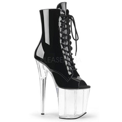 Pleaser FLAMINGO-1021 Black Pat-Clear Ankle Boots - Shoecup.com - 1
