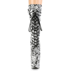 8 Inch Heel FLAMINGO-1050SP Black White Snake Print