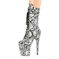 8 Inch Heel FLAMINGO-1050SP Black White Snake Print