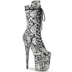 8" Heel FLAMINGO-1050SP Black White Snake Print