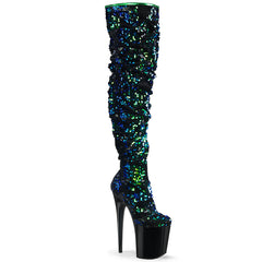 8" Heel FLAMINGO-3004 Green Sequins