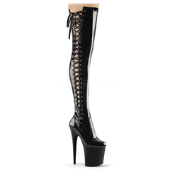 Pleaser FLAMINGO-3050 Black Thigh High Boots