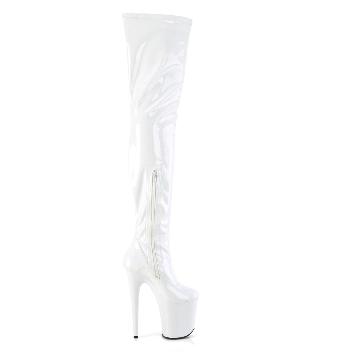 8 Inch Heel FLAMINGO-4000 White Stretch Patent