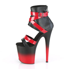 8 Inch Heel FLAMINGO-800-15 Black Faux Leather-Red Pat
