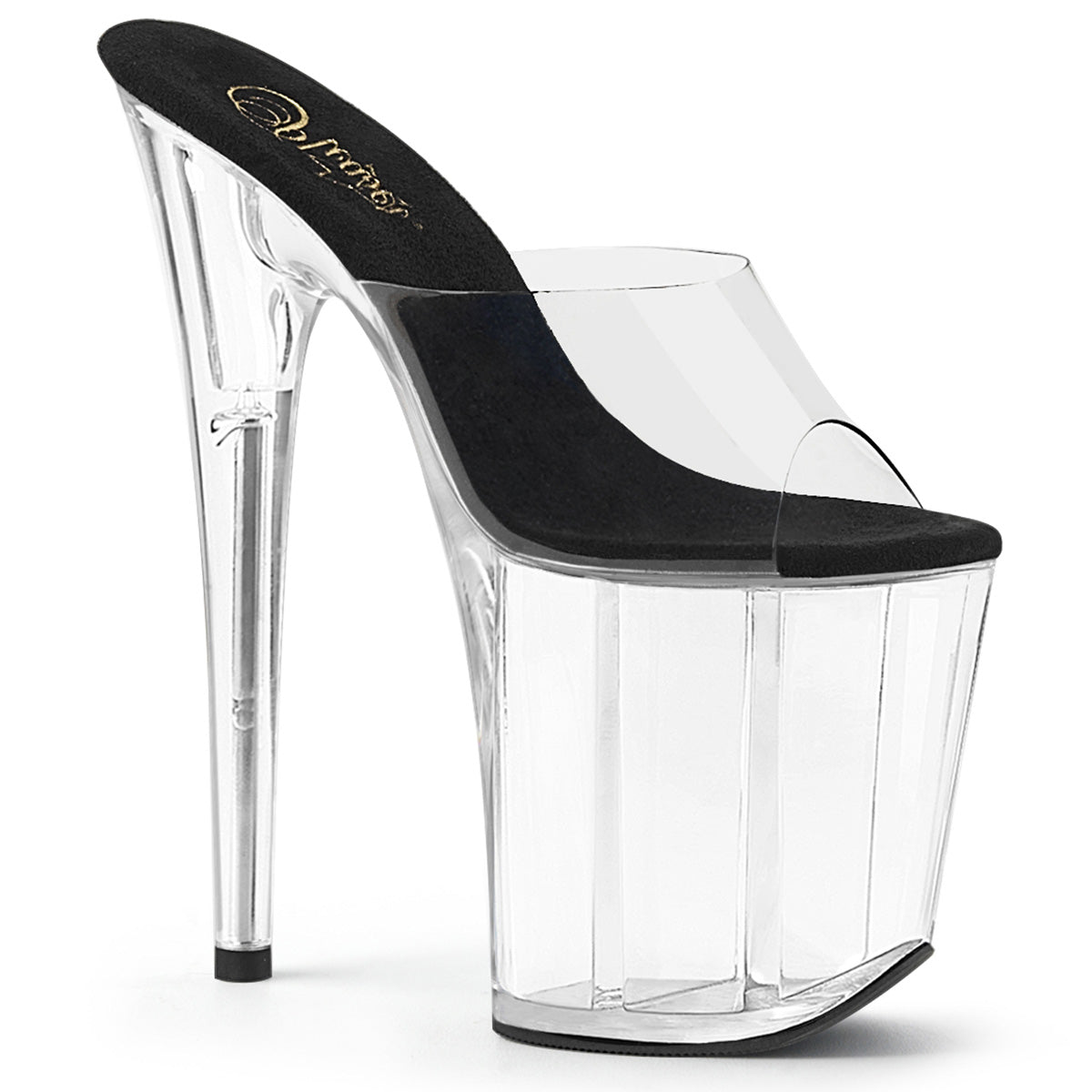 8" Heel FLAMINGO-801 Clear Black Clear