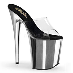 Pleaser FLAMINGO-801 Clear Slide With Silver Chrome Platform - Shoecup.com