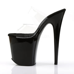 PLEASER FLAMINGO-802 Clear-Black Platform Slides
