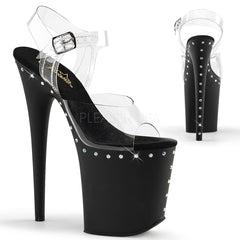 Pleaser FLAMINGO-808ABLS Black Matte Ankle Strap Sandals - Shoecup.com - 1