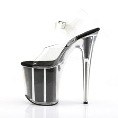 Pleaser FLAMINGO-808G Clear Ankle Strap Sandals With Black Glitter Platform - Shoecup.com - 3