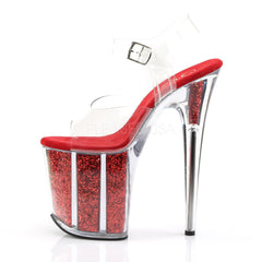 Pleaser FLAMINGO-808G Red Glitter Ankle Strap Sandals - Shoecup.com - 3