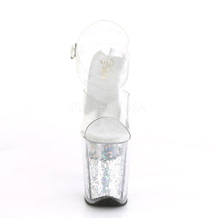 8 Inch Heel FLAMINGO-808GF Clear Silver Glitter