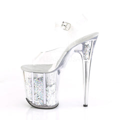 8 Inch Heel FLAMINGO-808GF Clear Silver Glitter